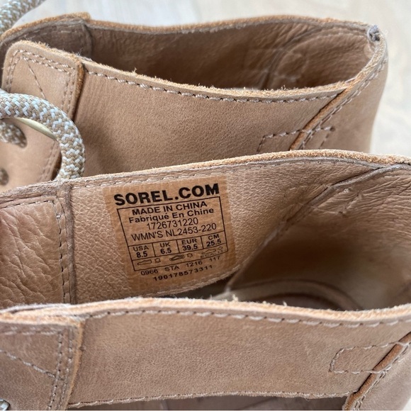 Sorel Joanie II Tan Wedge Leather Lace Up Size 8.5 - Picture 5 of 6